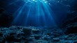 Generative AI : Artistic underwater photo of landscape in beautiful blue light. From a scuba dive