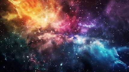 Poster - Generative AI : Incredibly beautiful galaxy in outer space. Nebula night starry sky in rainbow colors. 