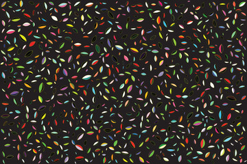 Sticker - Illustration, pattern of multicolor of leaf on black background.