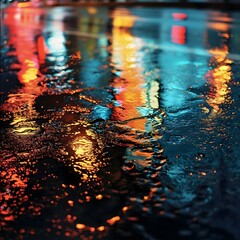 Canvas Print - a city street at night with a lot of lights