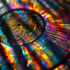 Sticker - a close up of a cd disc with many colors