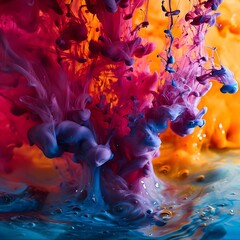 Wall Mural - a group of colorful inks floating in water