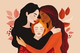 Fototapeta Konie - Group of woman embracing each other 