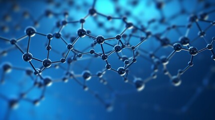 Sticker - A 3D rendering presents a view of a graphene molecular nano technology structure against a blue background.