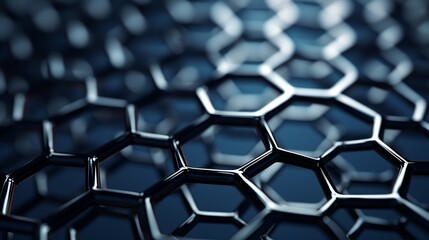 Wall Mural - A 3D rendering presents the graphene molecular grid, emphasizing the concept of graphene tube structure with its hexagonal geometric form, set against a nanotechnology background.