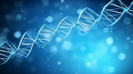 Poster - A blue background adorned with DNA illustrates abstract molecular connections with DNA molecules in a vector illustration.