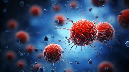 Poster - Nanorobots interacting with blood cells are depicted, representing nanotechnology and bioengineering advancements.