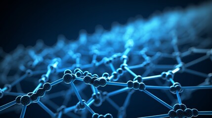 Poster - Nanotechnology, molecular structure, and science concepts are depicted through an illustration showcasing atoms and molecules in a carbon nanotube tunnel against a blue background.