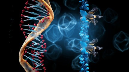 Poster - The illustration features a microscope, DNA double helix, and human cell.