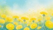 黄色いタンポポの花畑のイラスト背景