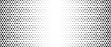 Fototapeta  - Rhombus gradient halftone texture. Diamond shape dots fading background. Abstract geometric particle vanishing backdrop. Rhomb shape grunge overlay texture. Vector wide black white wallpaper