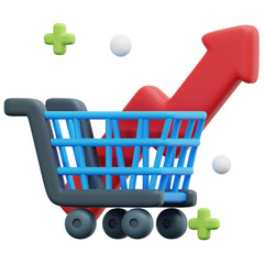 Sticker - shopping cart 3d render icon illustration