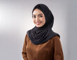 Happy Moslem Young South East Asia Woman:  Beautiful Southeast Asia young hijab woman in modern fashion style