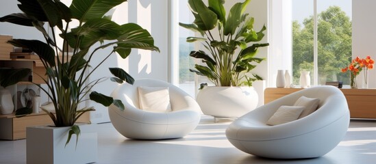 Sticker - modern living room furniture with plant vase