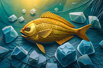 Nature's Masterpiece: Stunning Display of Intricate Patterns on a Vibrant Dorado Fish with Generative AI