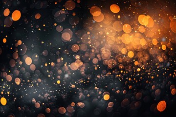 Wall Mural - Abstract orange and black glitter bokeh background.