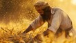 © SandrisK - Gideon threshing wheat in a winepress, Bible story.