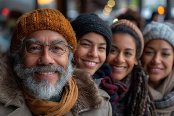 Wall Mural - Group of smiling multiethnic people.