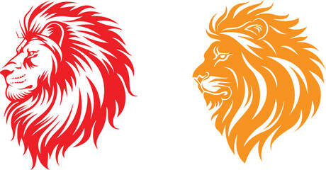 Wall Mural - Set of Lion head vector logo icon on white background