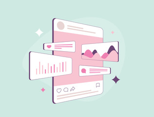 Wall Mural - social media marketing statistics. insightful influencer social media analytics. discover trends, en
