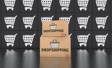 E-commerce and Dropshipping, Social Media Concept, E-commerce Platforms. 3D Visual Design