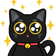 Black cat sparkly emoticon sticker