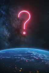 Wall Mural - A giant question mark above the planet earth