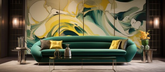 Wall Mural - Modern residence s design for a room with a sofa and decorative painting