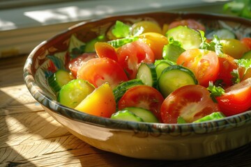 Wall Mural - Macro shot of vegetable salad