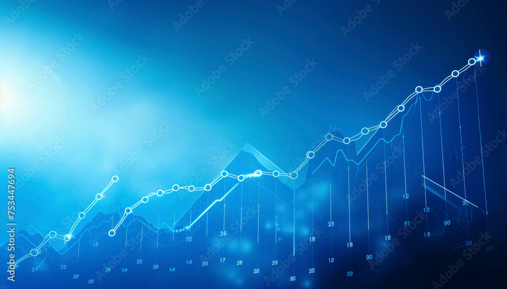 graph chart business blue digital candlestick banner of stock market ...