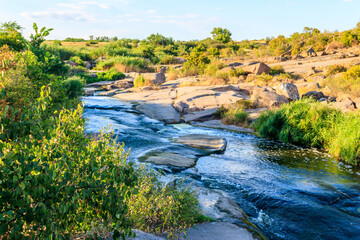 Poster - View of Tokovsky waterfalls on the Kamenka river in Dnipropetrovsk region, Ukraine