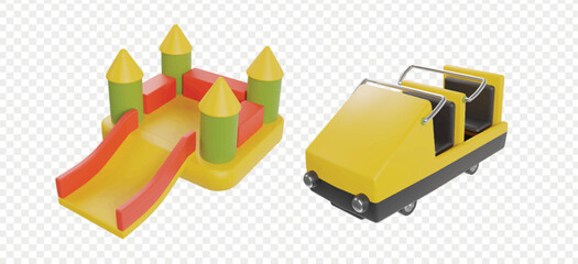 Kids playground 3d icons render vector