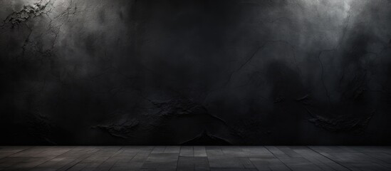 Wall Mural - Abstract black background with textured dark floor and aged wall for web design templates valentine christmas product studio space and business presentation with soft gradient hues