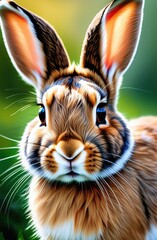 Wall Mural - beautiful oil paint picture close-up of a rabbit, fantastic background. 