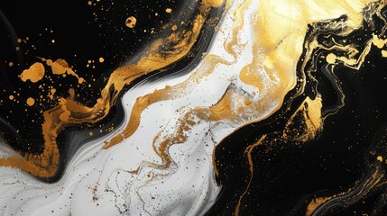 Abstract black marble, gold, art pattern, color, texture, watercolor ink, white liquid wall. Abstract Gold Design Wallpaper, Luxurious Nature