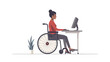 © phaloh - Young woman in a wheelchair working on a computer. Vector flat style cartoon illustration