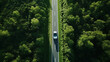 Aerial view of car driving on the road