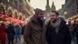 © shelbys - Two Men Smiling and Walking Arm in Arm in a City