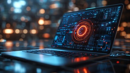 Poster - cyber attack background, hacking symbols, cybersecurity virus threats, breaches, or malicious activities cyber attack Espionage