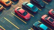 Aerial View of Colorful Cars in Parking Lot