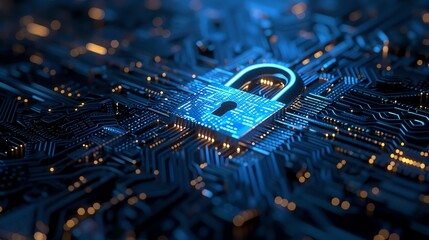 Aufkleber - cyber security padlock symbolizes the protection and safeguarding of digital assets and information against unauthorized access, cyber threats, and malicious activities