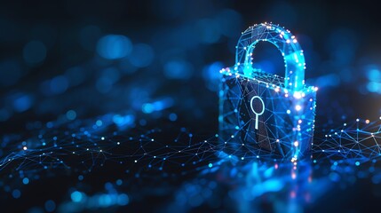 Poster - cyber security padlock symbolizes the protection and safeguarding of digital assets and information against unauthorized access, cyber threats, and malicious activities