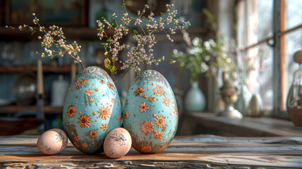 Sticker - Easter decoration with eggs.