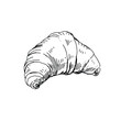 Hand drawn croissant vector illustration. Outline sketch style croissant on white background