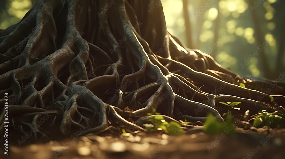Root system of a tree growing underground, soil cross section Stock ...