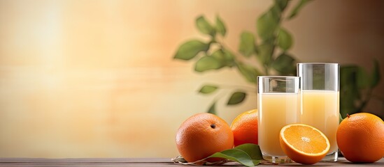 Fototapete - Refreshing Orange Juice and Juicy Oranges, a Fresh Citrus Beverage Concept