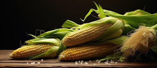 Poster - Fresh Harvest of Organic Corn on Rustic Wooden Table - Farm to Table Concept