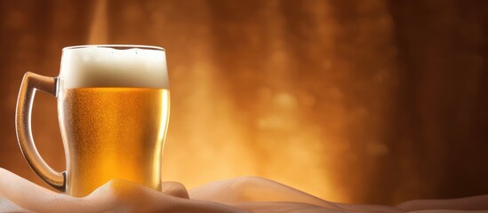 Aufkleber - Refreshing Glass of Lager Beer on Wooden Table in a Relaxing Pub Atmosphere