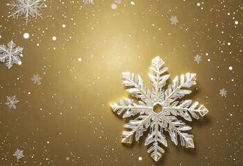 Wall Mural - Sparkling snowflakes and gold background