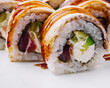 Delicious Canada sushi roll with teriyaki